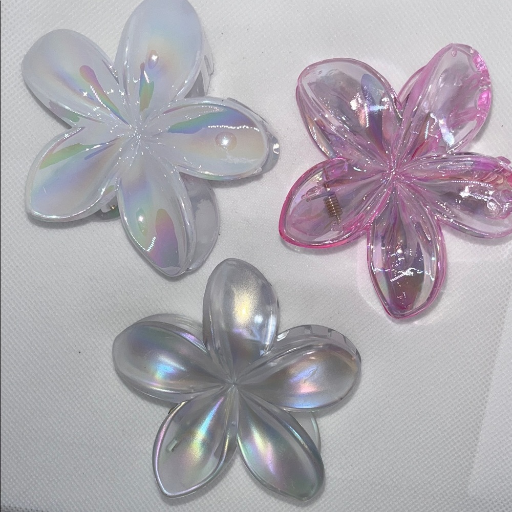3 Flower Hair Clips
